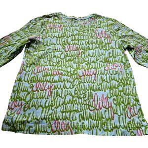 Lilly Pulitzer kids Long-Sleeve Graphic Shirt In Green & Pink Print Lightweight